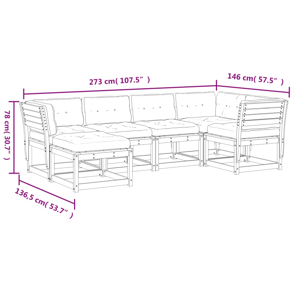 vidaXL Salon de jardin 6 pcs avec coussins bois massif douglas