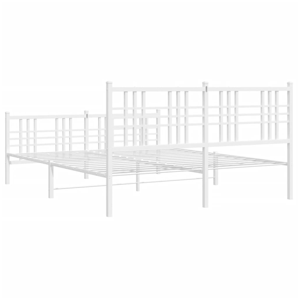 vidaXL Cadre de lit métal sans matelas et pied de lit blanc 150x200 cm