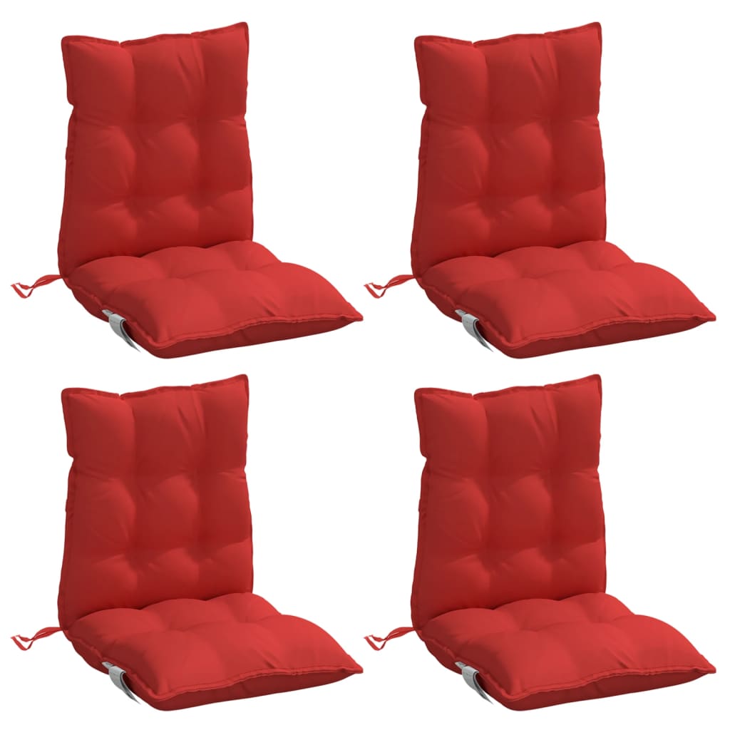 vidaXL Coussins de chaise à dossier bas lot de 4 rouge tissu oxford