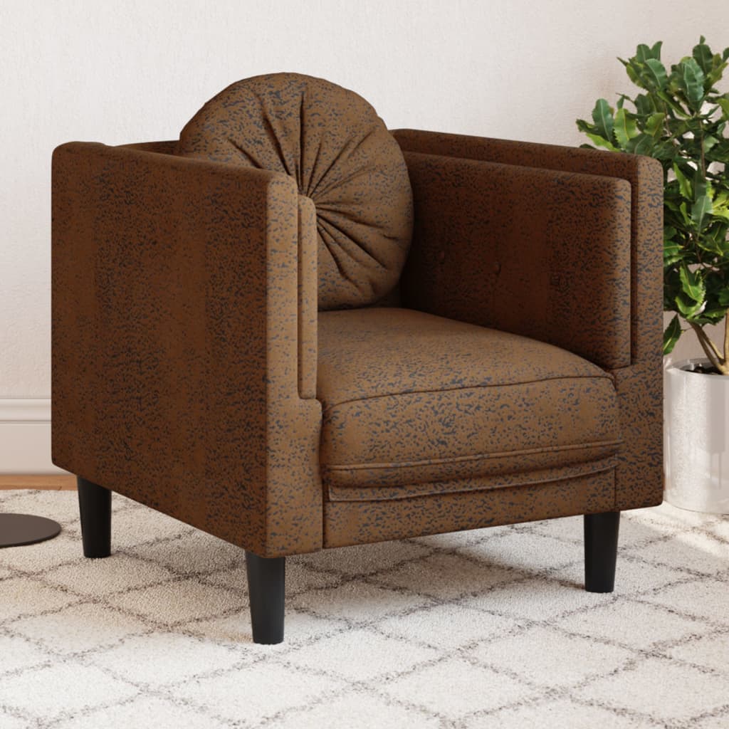 vidaXL Fauteuil avec coussin marron similicuir daim