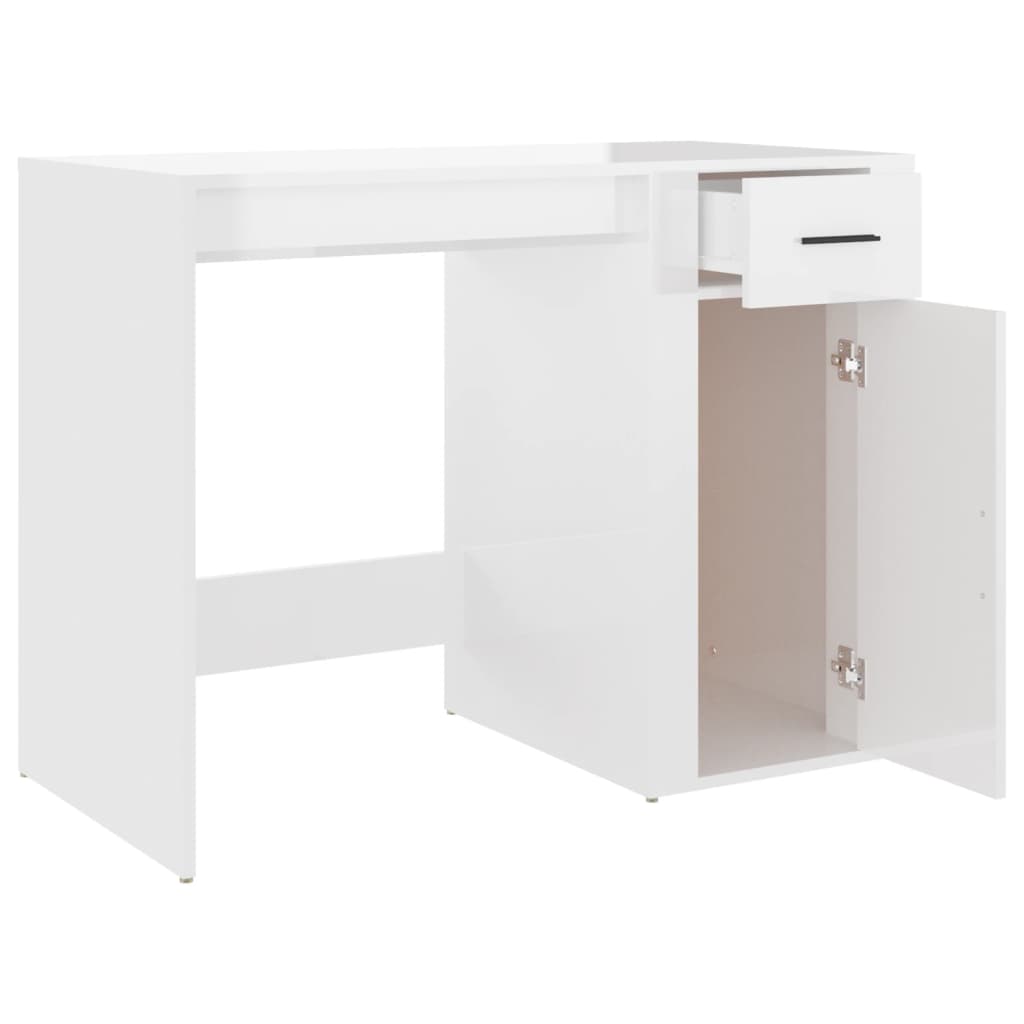 vidaXL Bureau Blanc brillant 100x49x75 cm Bois d'ingénierie