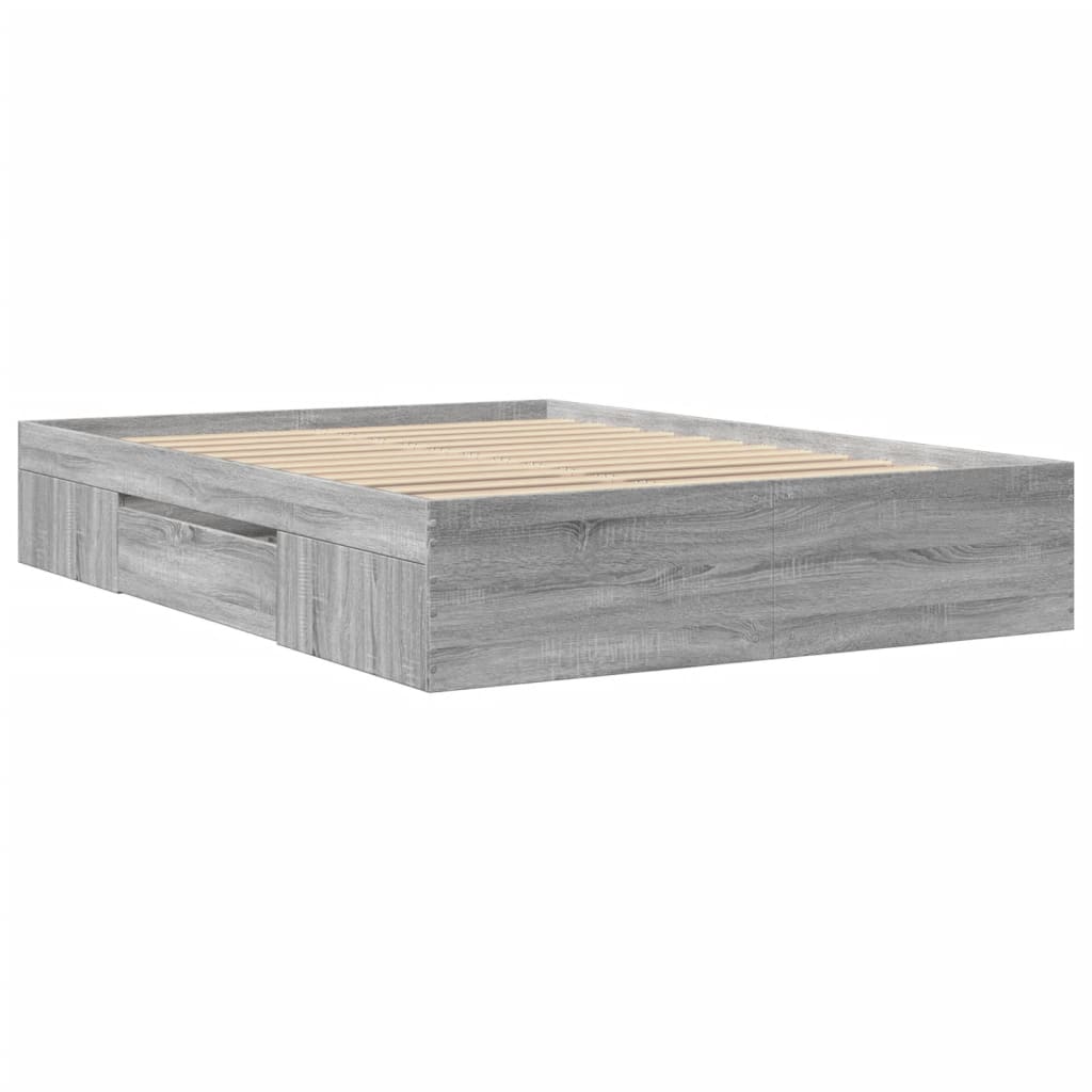 vidaXL Cadre de lit sans matelas sonoma gris 140x200 cm