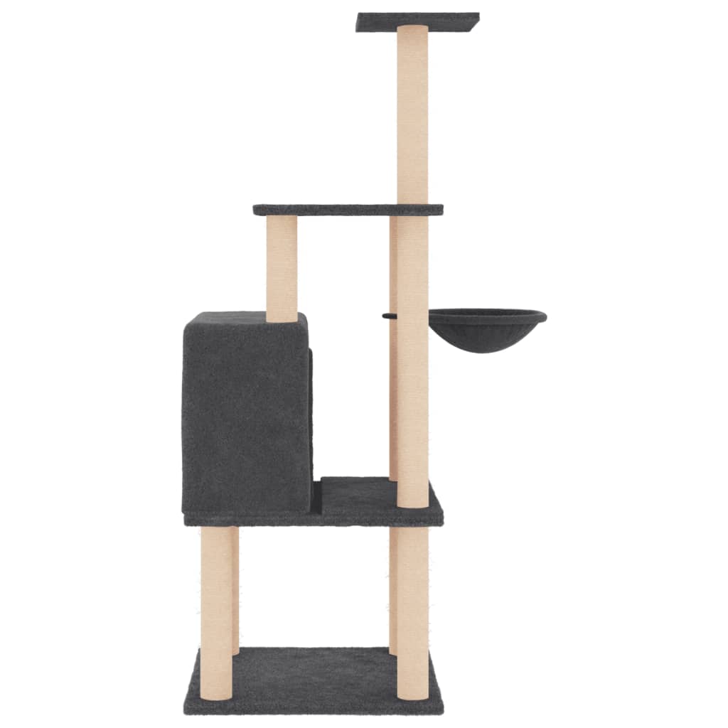 vidaXL Arbre à chat avec griffoirs en sisal gris foncé 132 cm