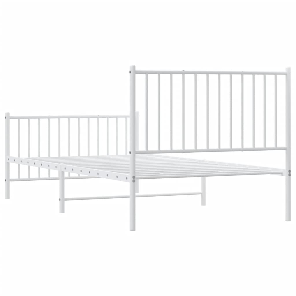 vidaXL Cadre de lit métal sans matelas et pied de lit blanc 100x200 cm