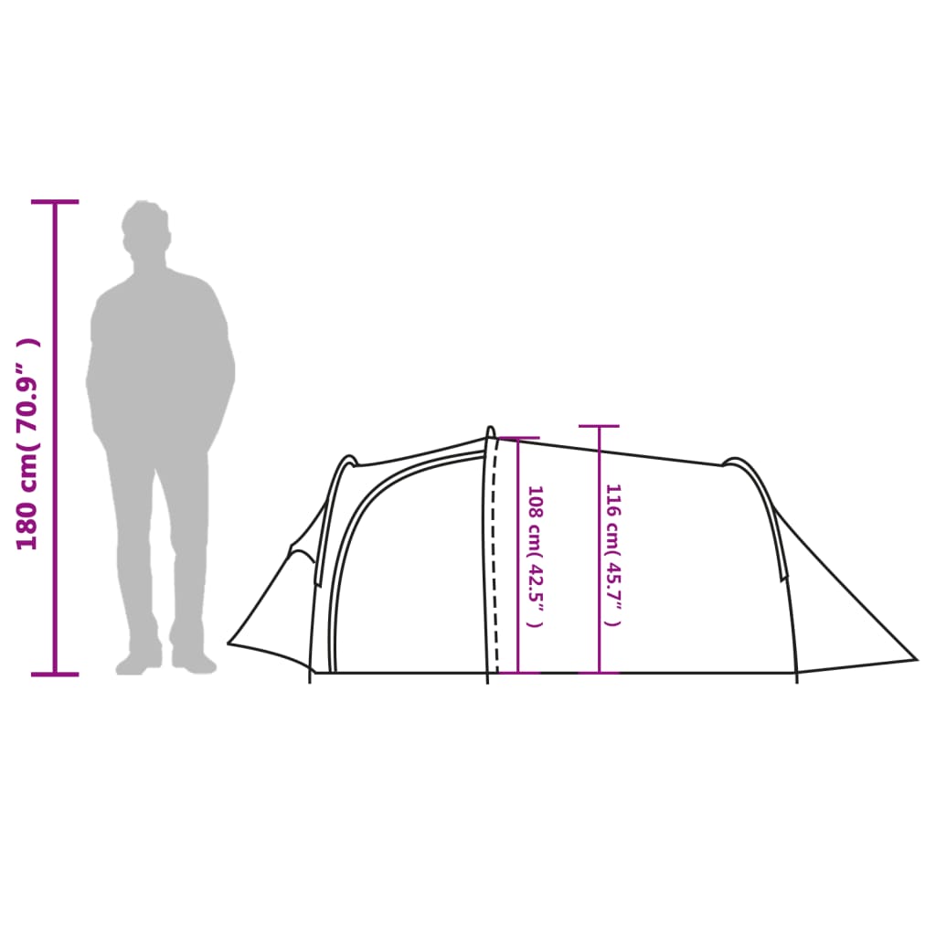 vidaXL Tente de camping tunnel 3 personnes orange imperméable