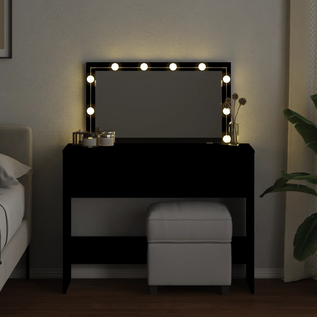 vidaXL Coiffeuse avec LED noir 100x40x120 cm