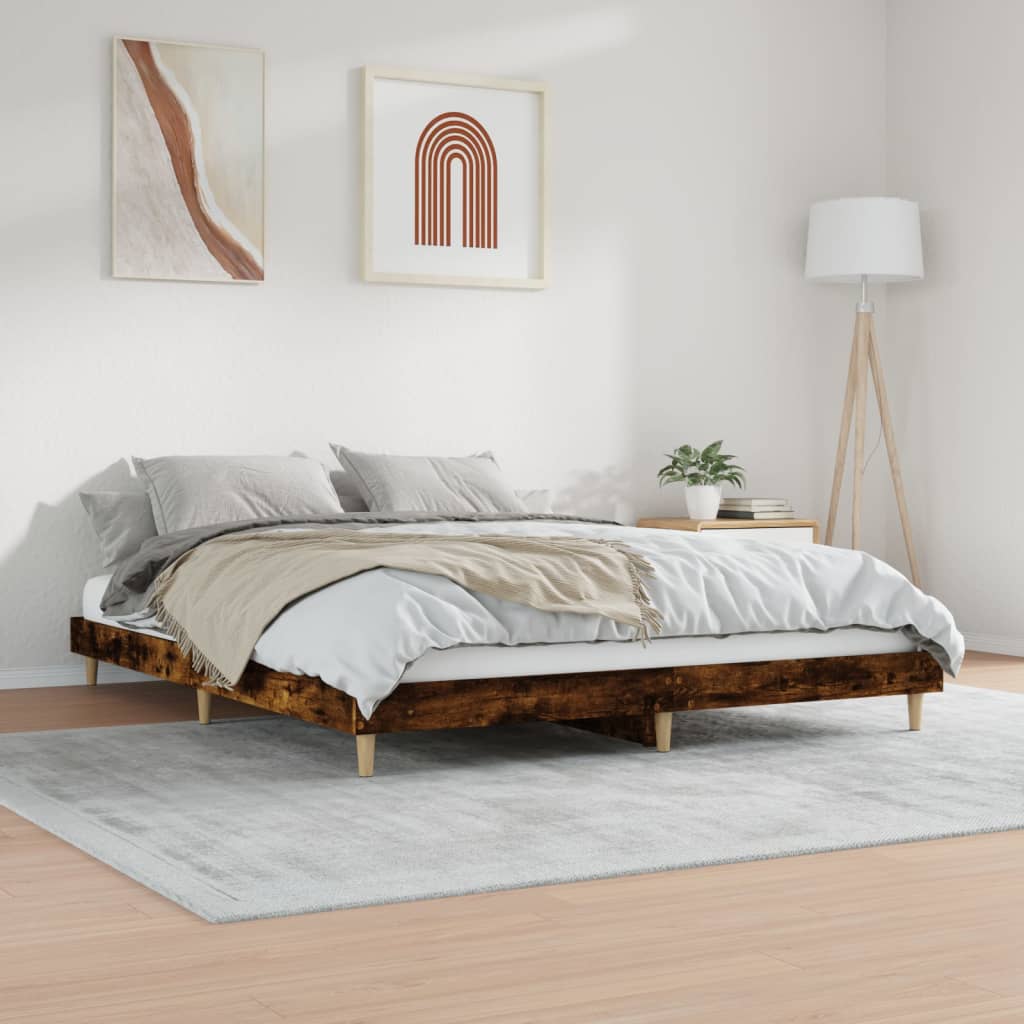 vidaXL Cadre de lit sans matelas chêne fumé 160x200 cm bois ingénierie