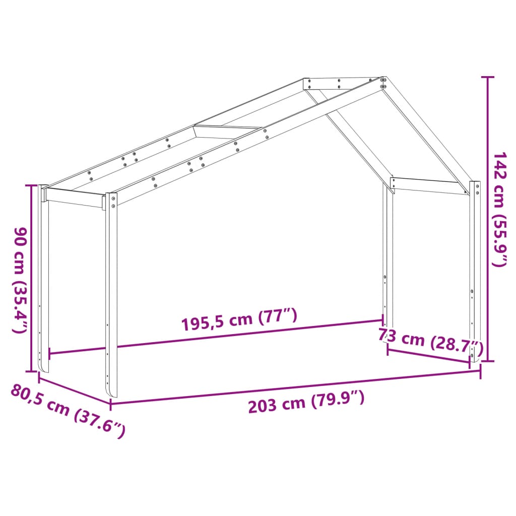 vidaXL Toit de lit pour enfants 203x80,5x142 cm bois de pin massif