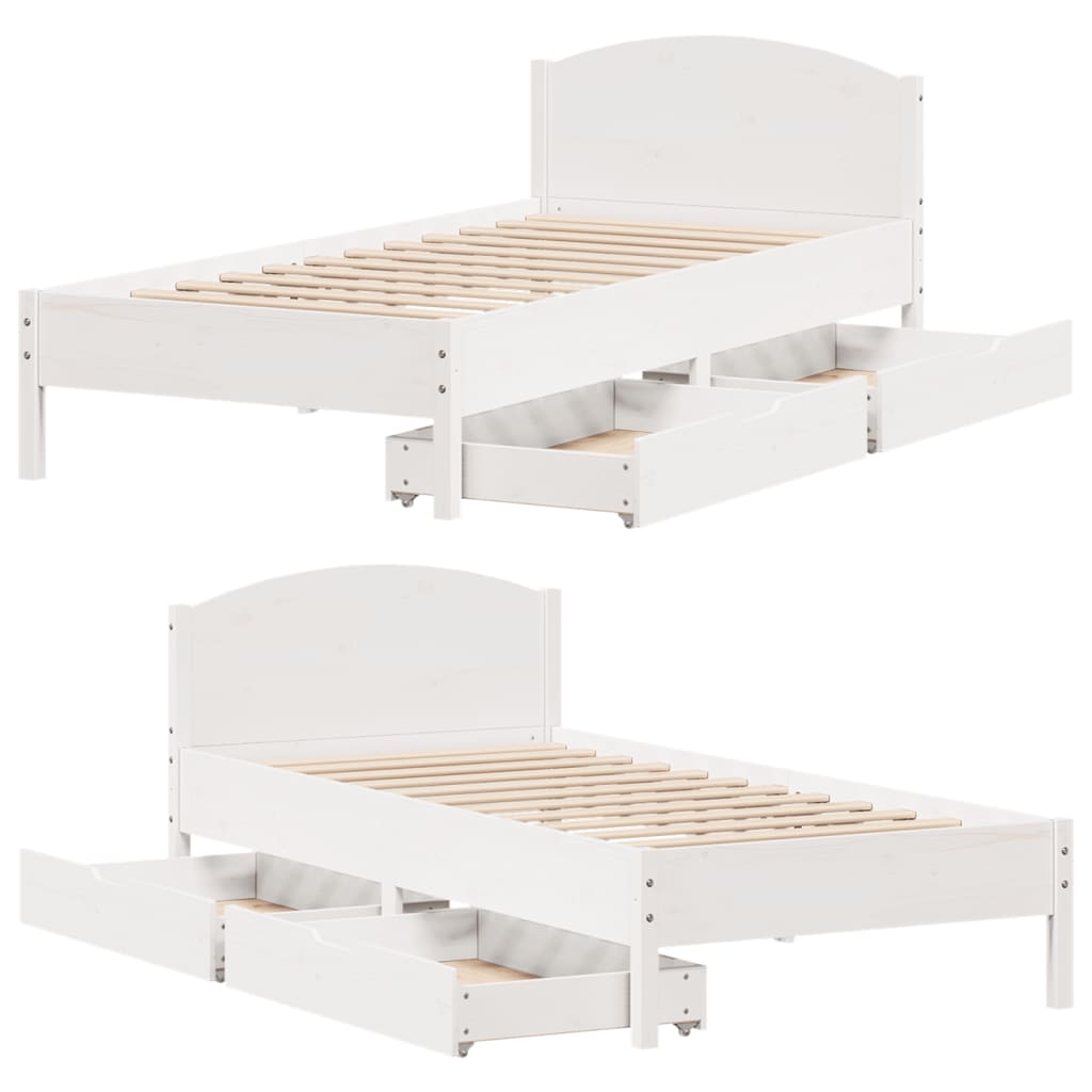 vidaXL Cadre de lit sans matelas blanc 90x200 cm bois de pin massif