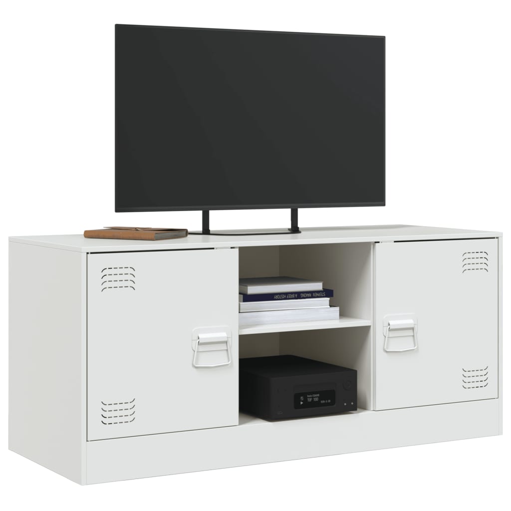 vidaXL Meuble TV blanc 99x39x44 cm acier