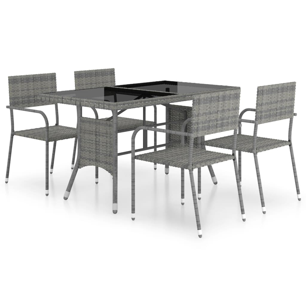 vidaXL Ensemble à manger de jardin 5pcs Résine tressée Anthracite gris