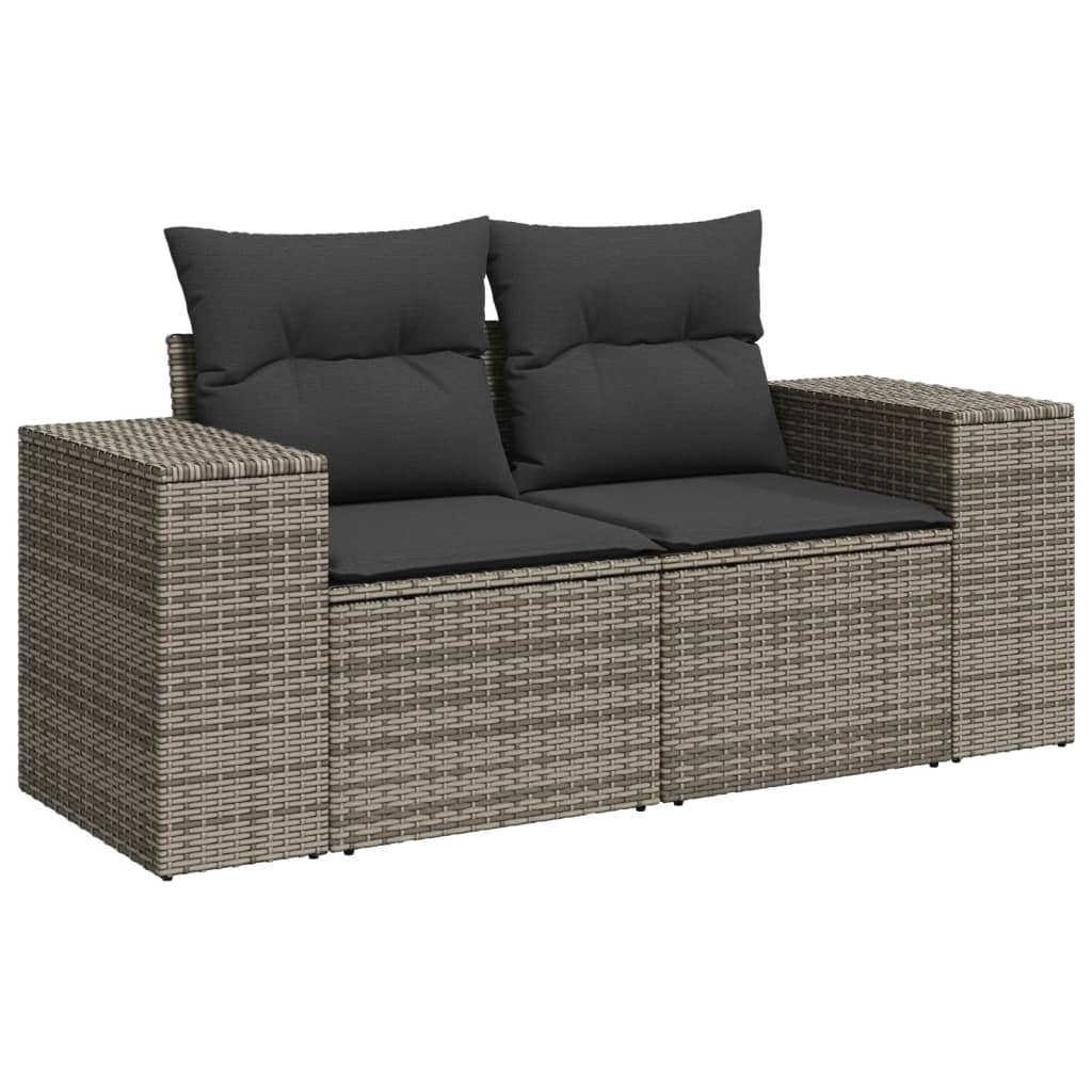 vidaXL Salon de jardin avec coussins 7 pcs gris résine tressée