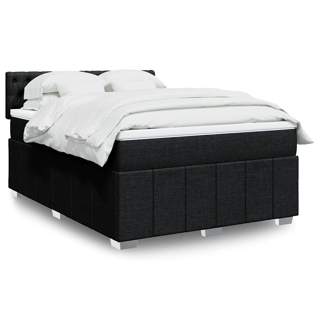 vidaXL Sommier à lattes de lit avec matelas Noir 140x200 cm Tissu