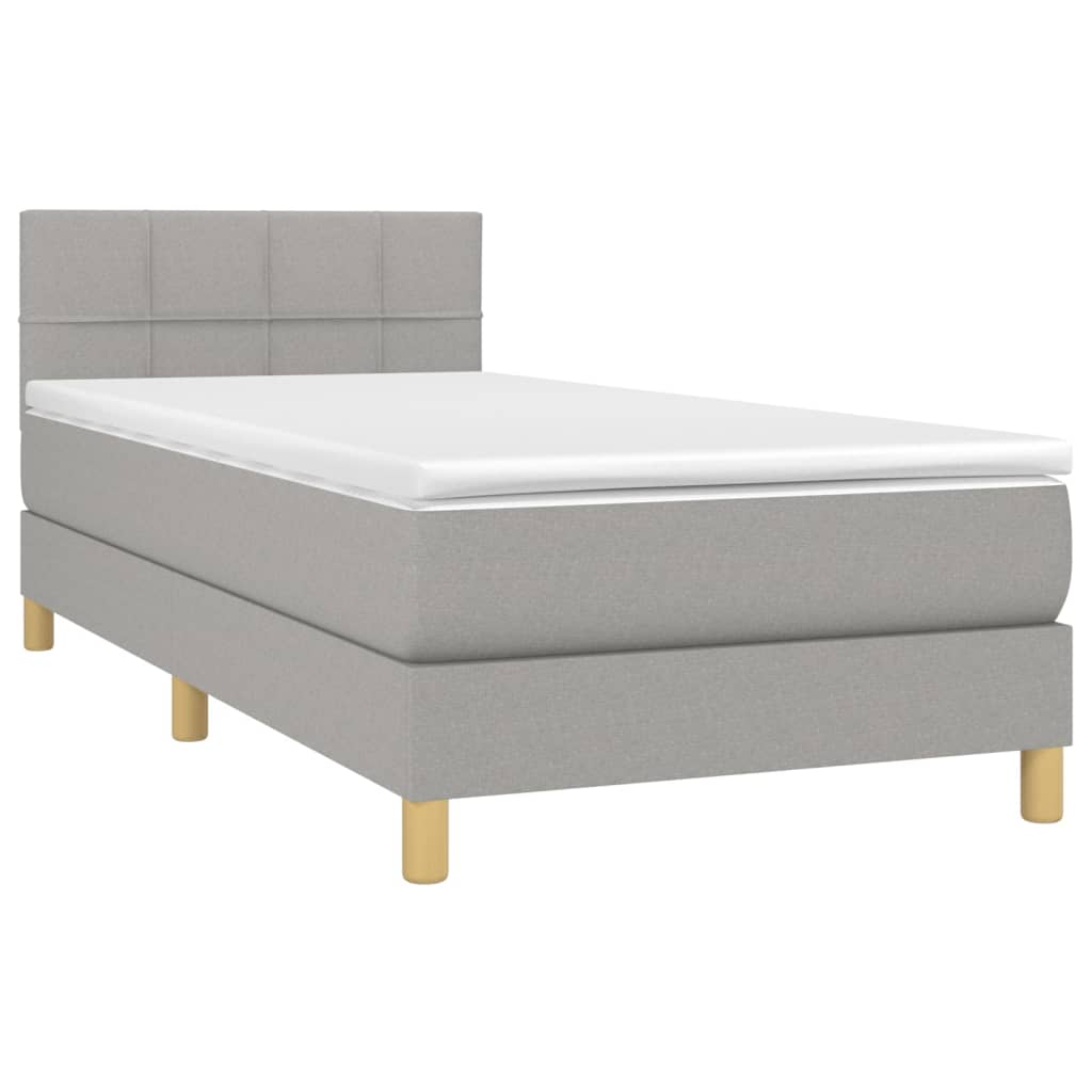 vidaXL Sommier à lattes de lit avec matelas Gris clair 90x200 cm Tissu