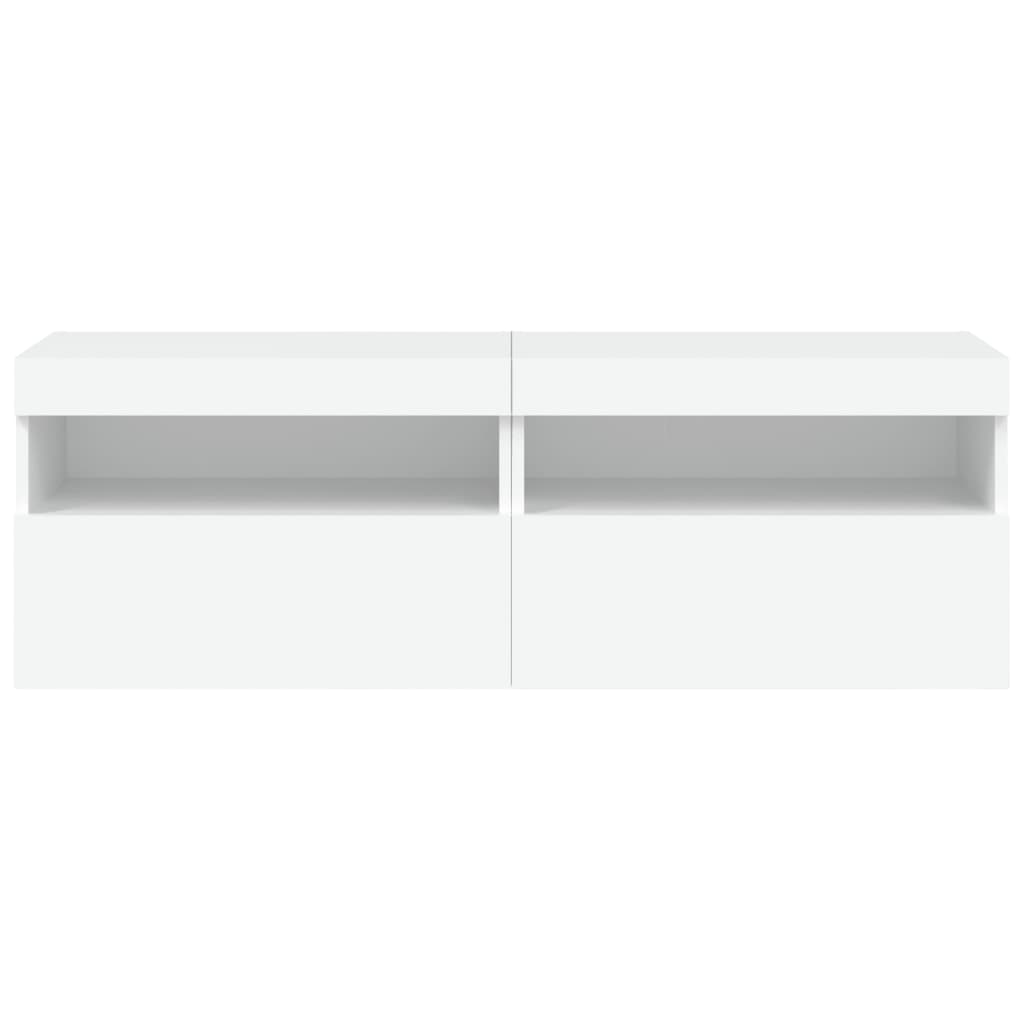 vidaXL Meubles TV muraux avec lumières LED 2 pcs blanc 60x30x40 cm