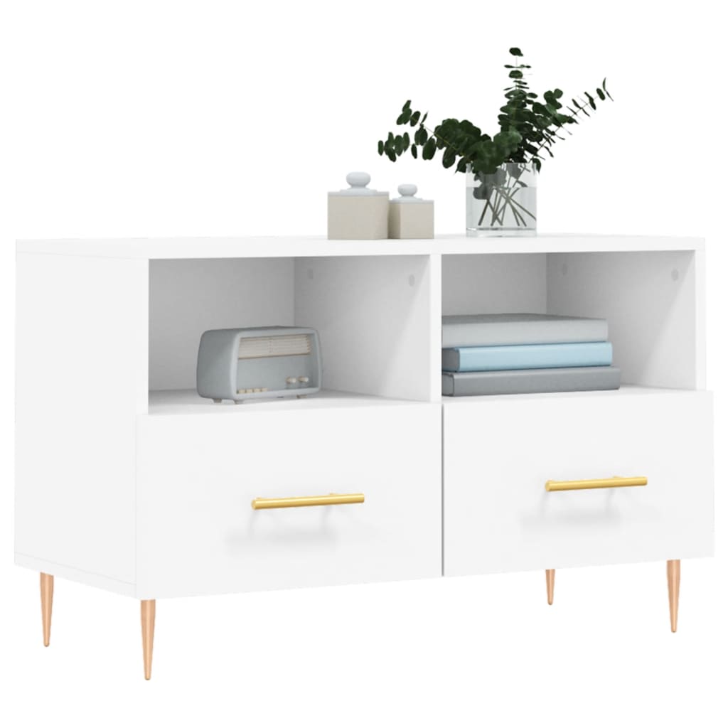 vidaXL Meuble TV Blanc 80x36x50 cm Bois d'ingénierie