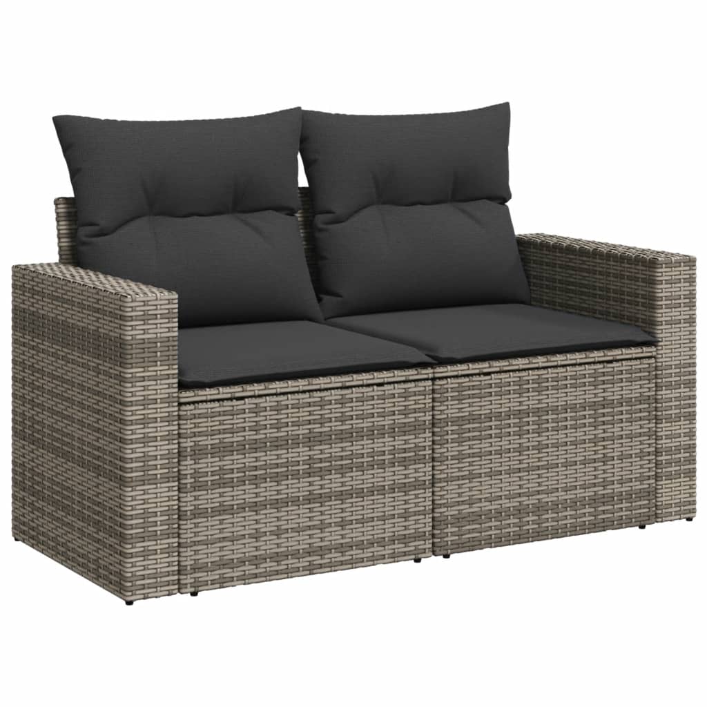 vidaXL Salon de jardin avec coussins 14 pcs gris résine tressée