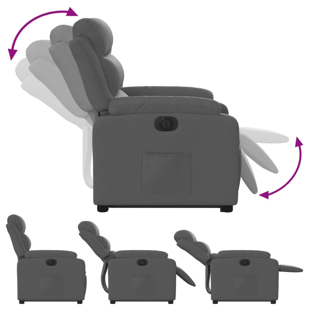 vidaXL Fauteuil inclinable électrique gris foncé tissu