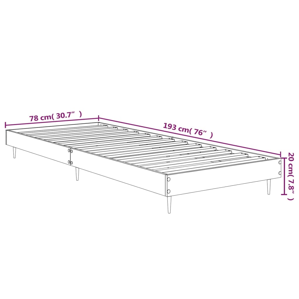 vidaXL Cadre de lit sans matelas chêne marron 75x190cm bois ingénierie