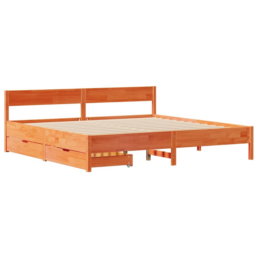 vidaXL Cadre de lit sans matelas cire marron 200x200cm bois pin massif