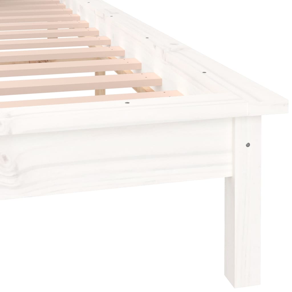 vidaXL Cadre de lit à LED sans matelas blanc 160x200 cm bois massif