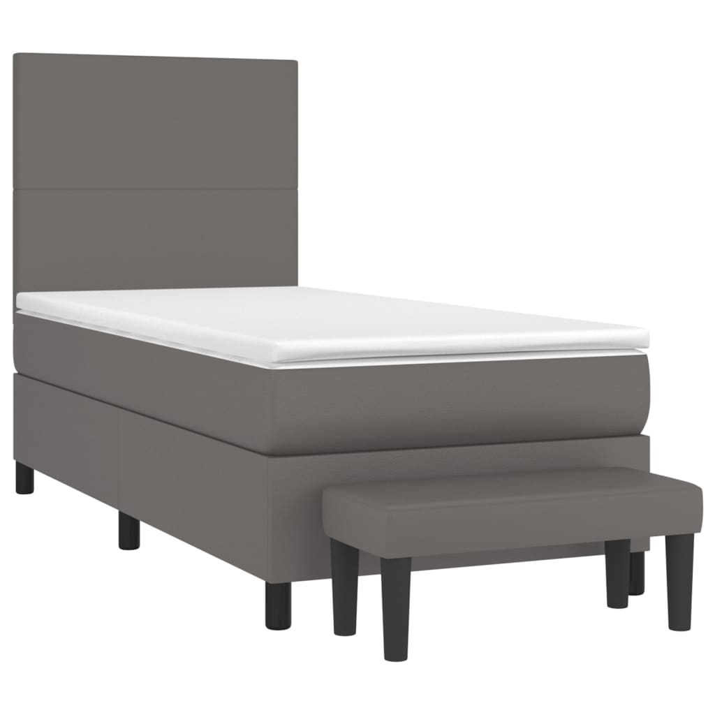 vidaXL Sommier à lattes de lit avec matelas Gris 90x200 cm Similicuir