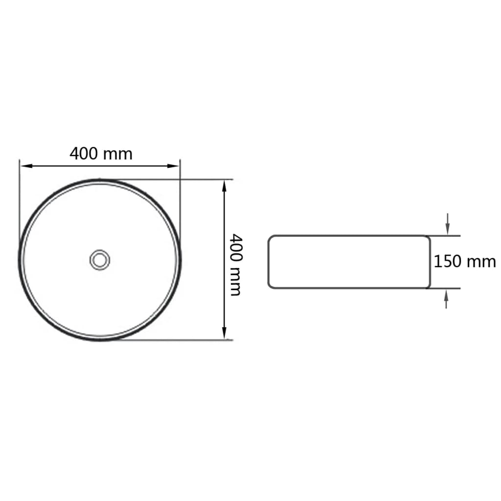 vidaXL Lavabo rond Céramique Noir 40 x 15 cm