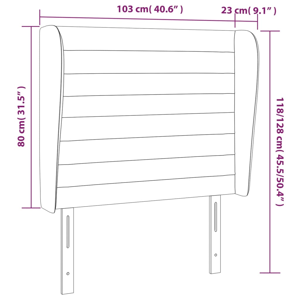 vidaXL Tête de lit avec oreilles Taupe 103x23x118/128 cm Tissu