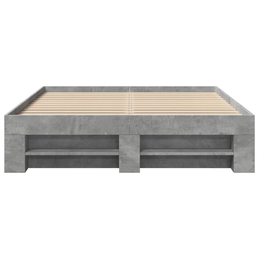 vidaXL Cadre de lit sans matelas gris béton 140x190 cm bois ingénierie