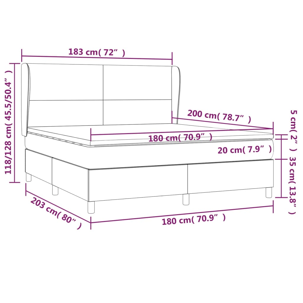 vidaXL Sommier à lattes de lit avec matelas Cappuccino 180x200 cm