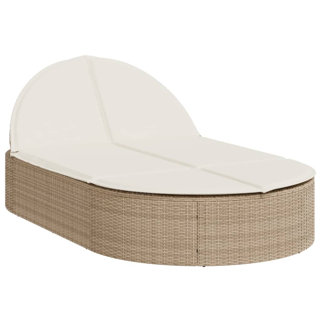 vidaXL Chaise longue double avec coussins beige résine tressée