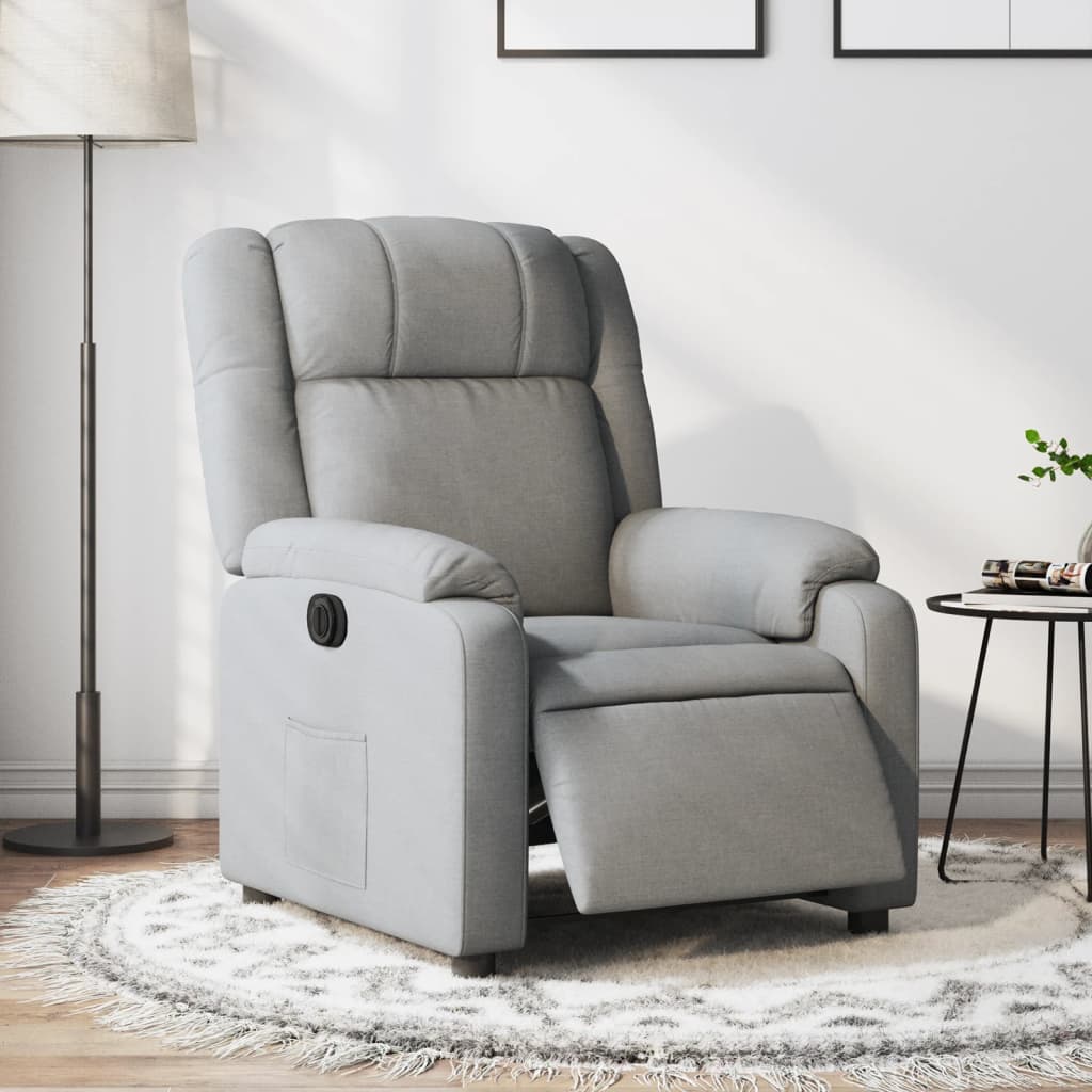 vidaXL Fauteuil inclinable électrique Gris clair Tissu