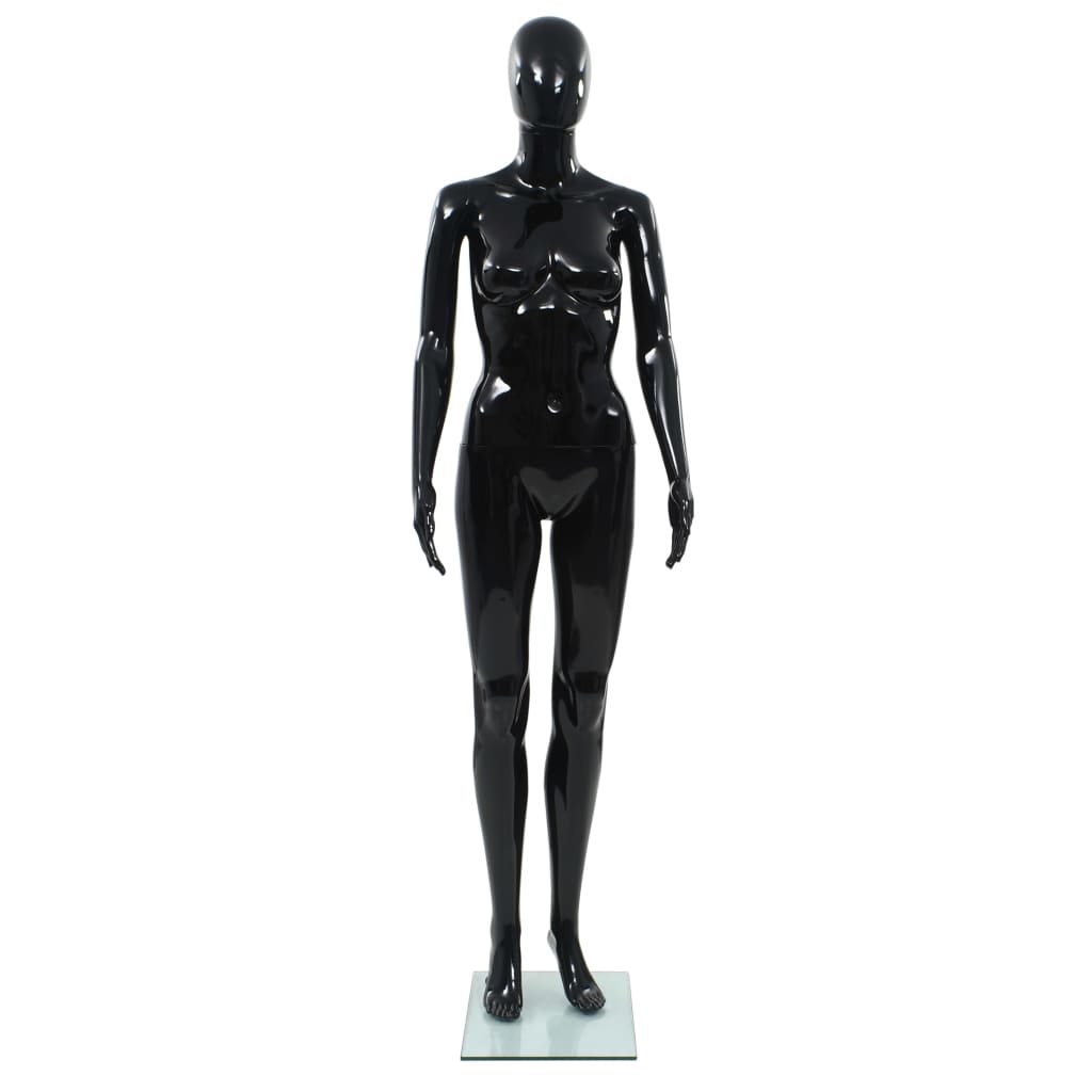 vidaXL Mannequin femme corps complet base verre Noir brillant 175 cm