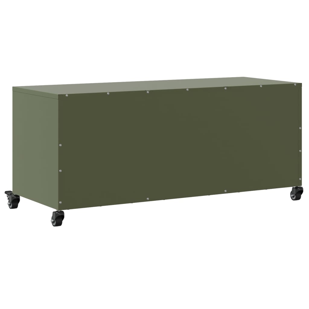 vidaXL Meuble TV vert olive 100,5x39x43,5 cm acier