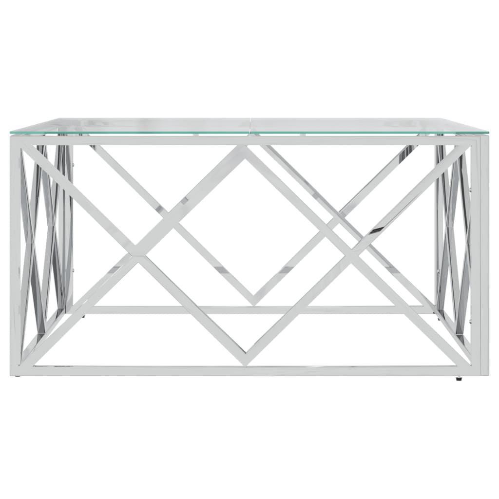 vidaXL Table basse 80x80x40 cm acier inoxydable et verre