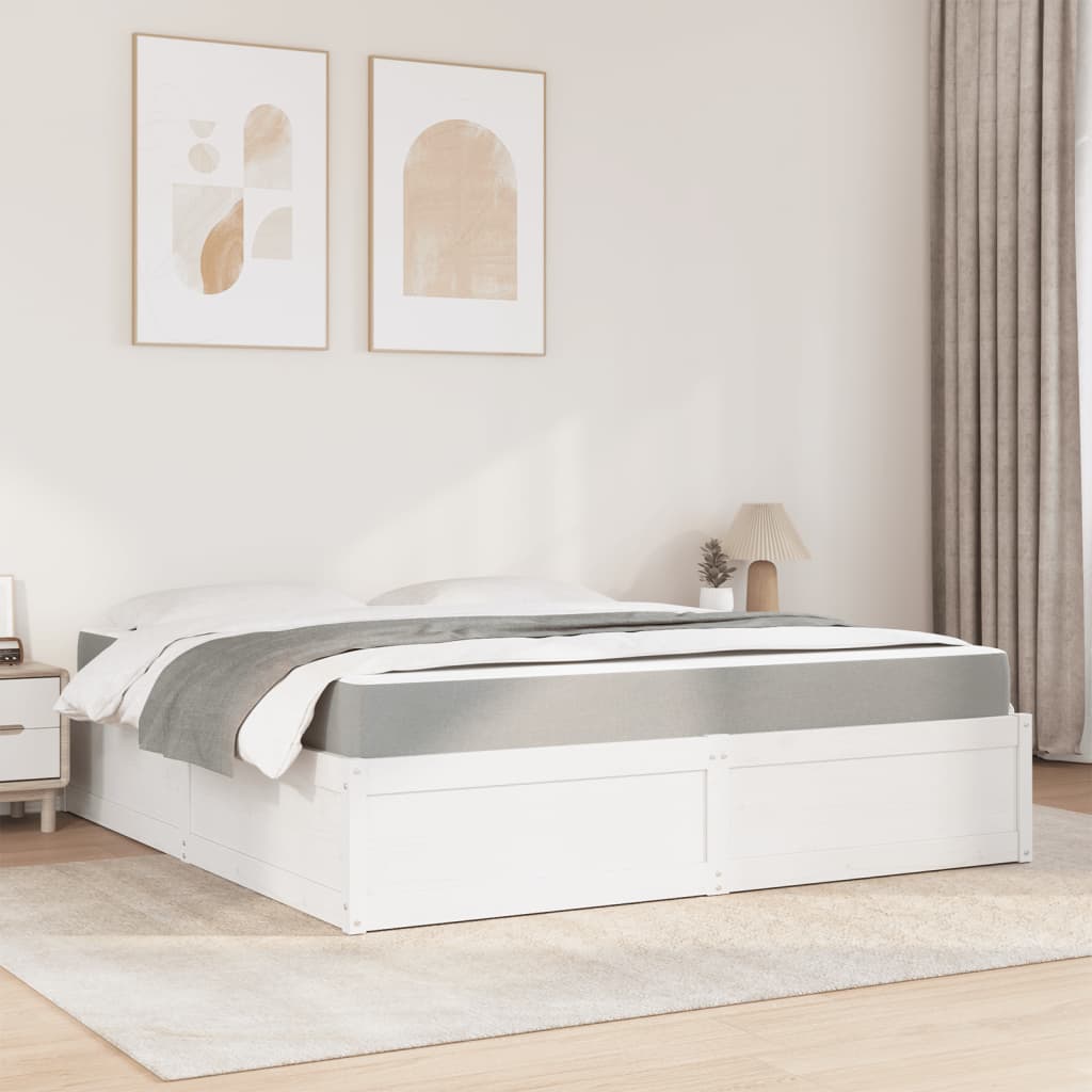 vidaXL Lit avec matelas blanc 180x200 cm bois massif de pin