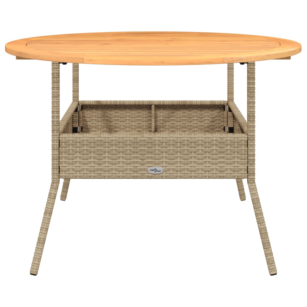 vidaXL Table de jardin et dessus en bois d'acacia beige résine tressée