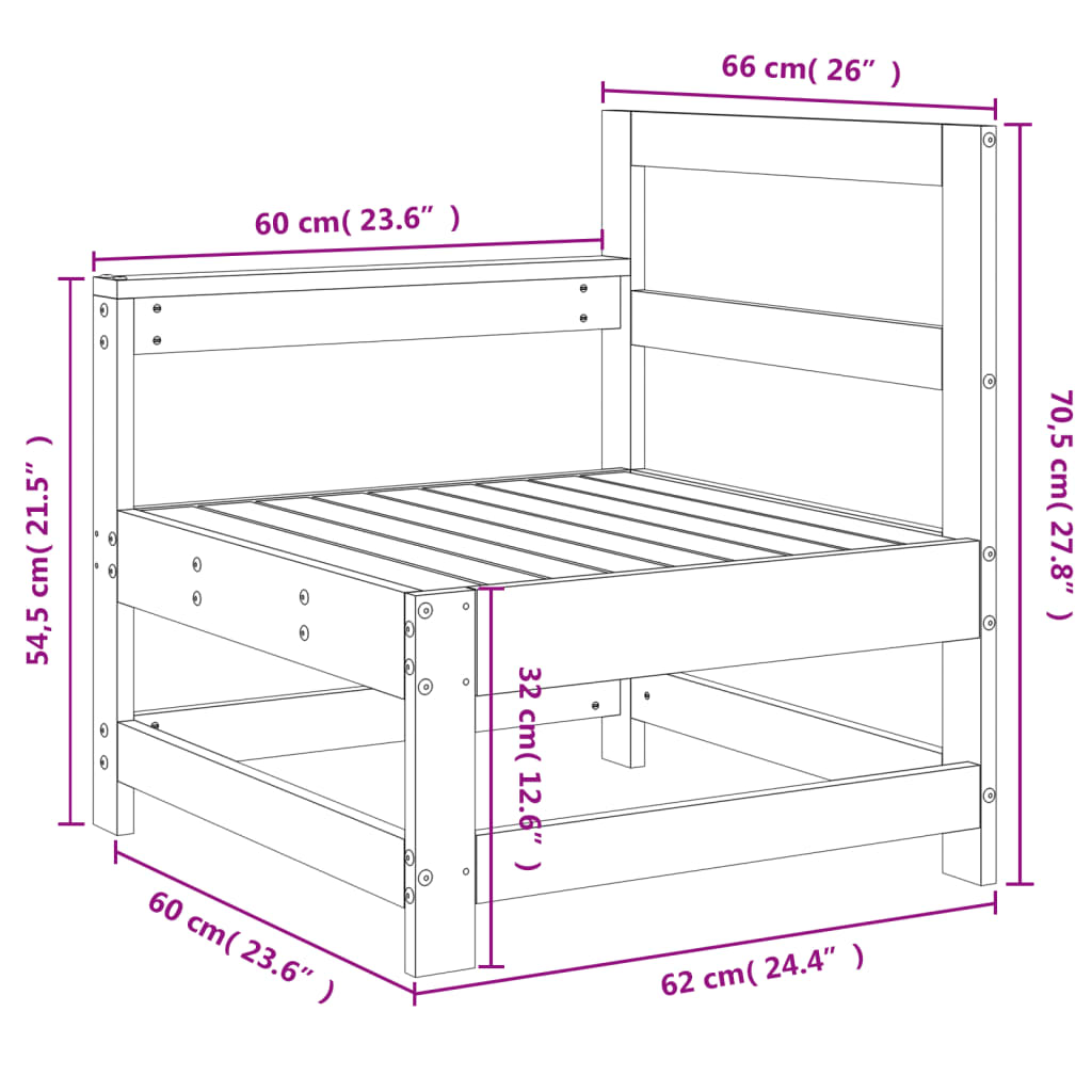 vidaXL Canapé d'angle de jardin gris bois de pin massif