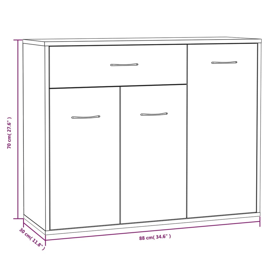 vidaXL Buffet Chêne fumé 88x30x70 cm Bois d'ingénierie