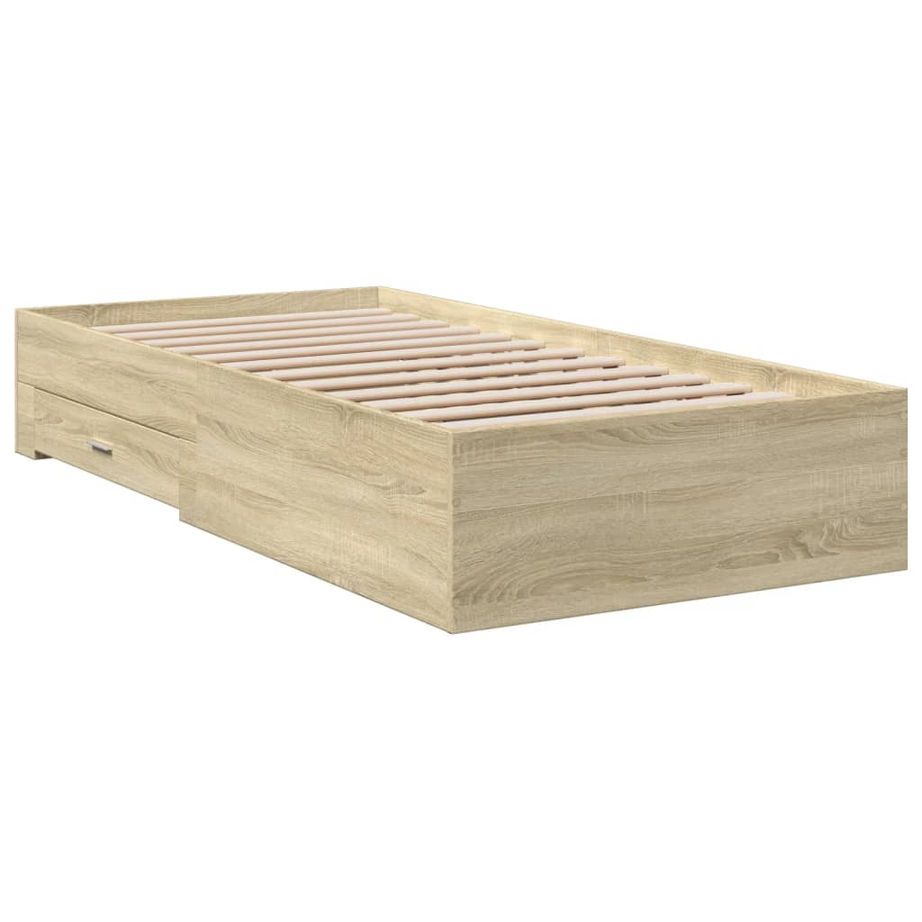 vidaXL Cadre de lit et tiroirs chêne sonoma 150x200 cm bois ingénierie