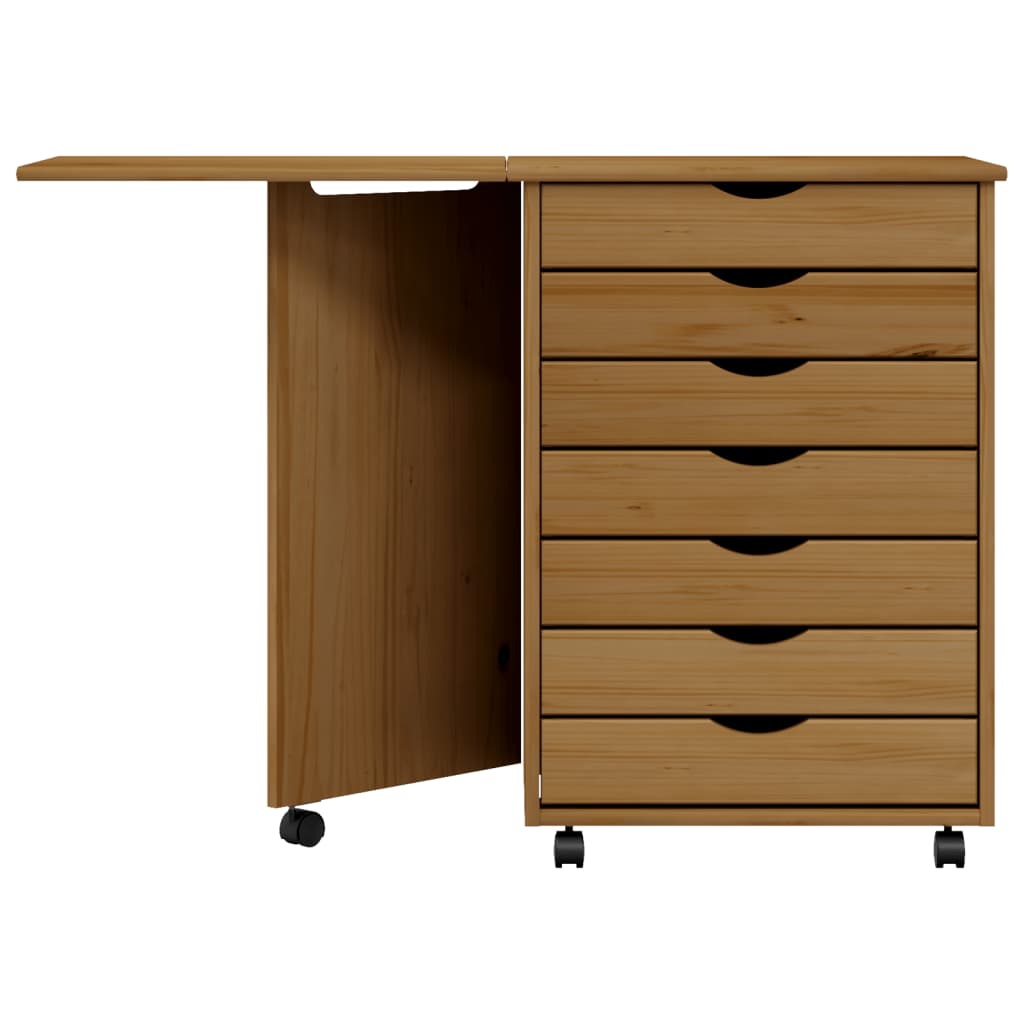 vidaXL Armoire roulante avec bureau MOSS marron miel bois de pin