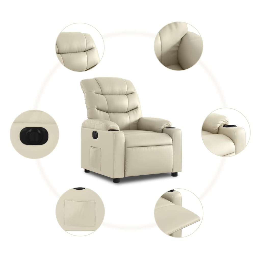 vidaXL Fauteuil inclinable électrique Crème Similicuir