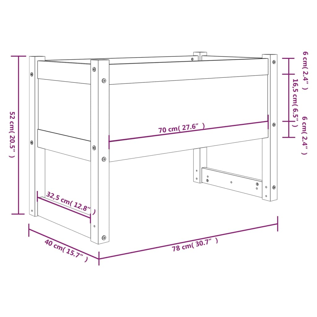 vidaXL Jardinière Marron miel 78x40x52 cm Bois massif de pin