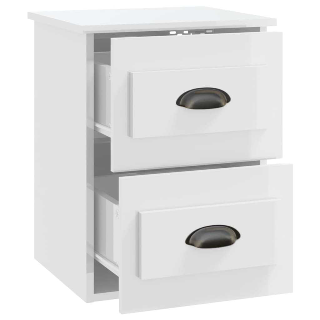 vidaXL Tables de chevet murales 2 pcs blanc brillant 41,5x36x53 cm