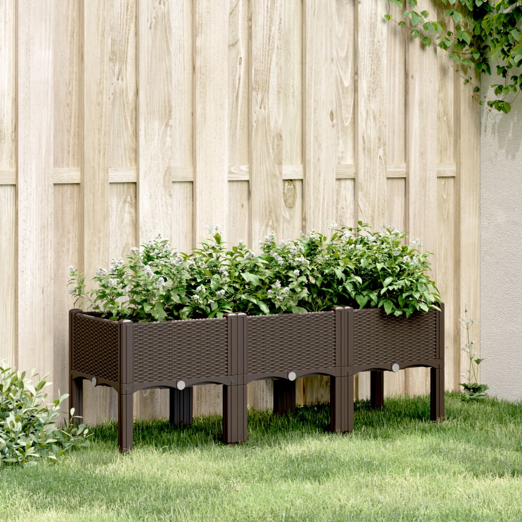 vidaXL Jardinière avec pieds marron 120x40x42 cm PP