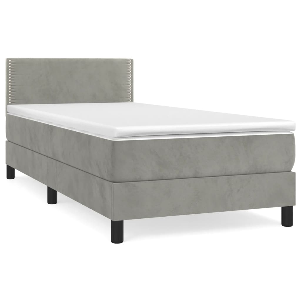 vidaXL Sommier à lattes de lit et matelas Gris clair 90x200 cm Velours