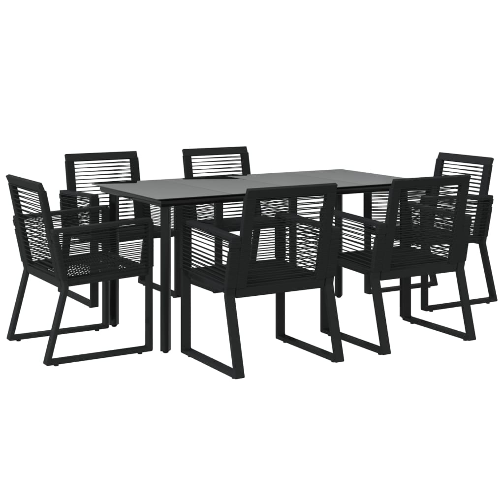 vidaXL Ensemble à manger de jardin 7 pcs Noir Rotin PVC