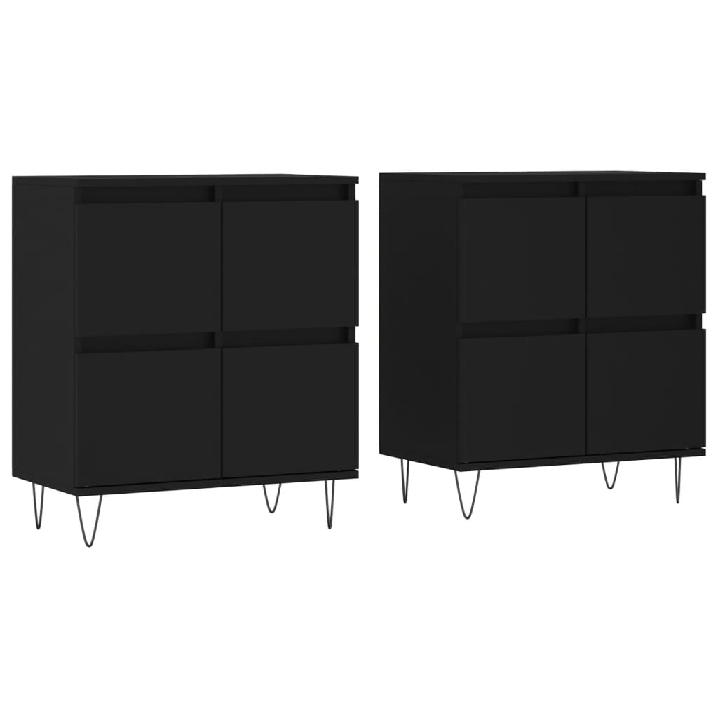 vidaXL Buffets 2 pcs noir bois d'ingénierie