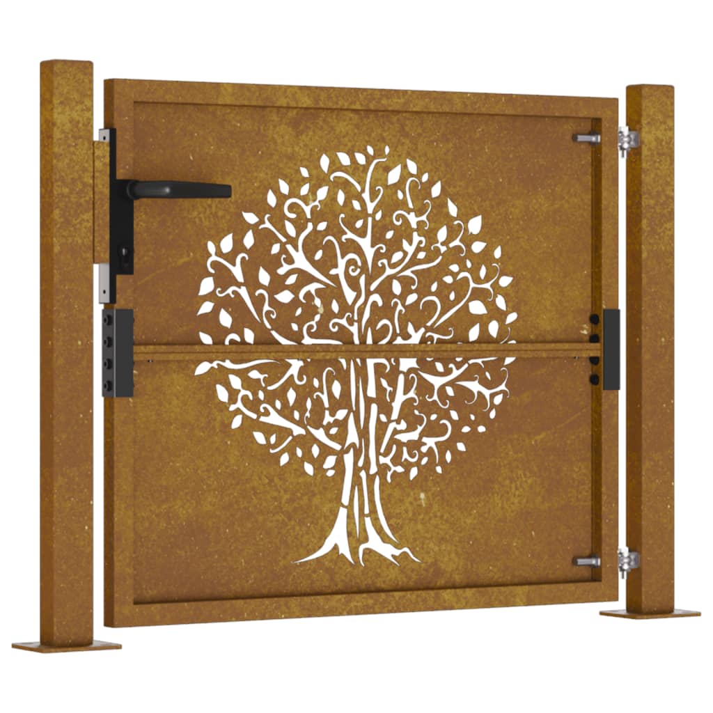 vidaXL Portail de jardin 105x105 cm acier corten conception de l'arbre