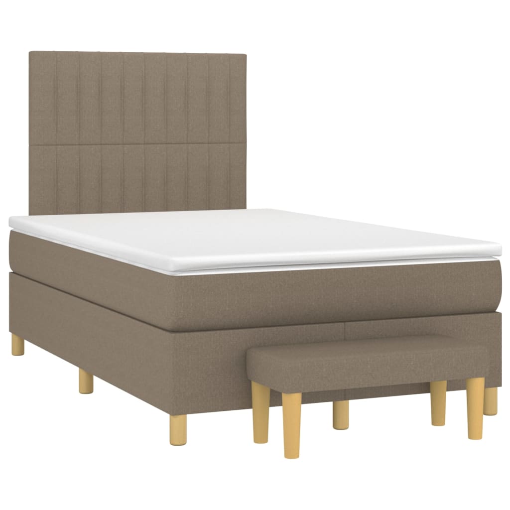 vidaXL Sommier à lattes de lit avec matelas taupe 120x190 cm tissu